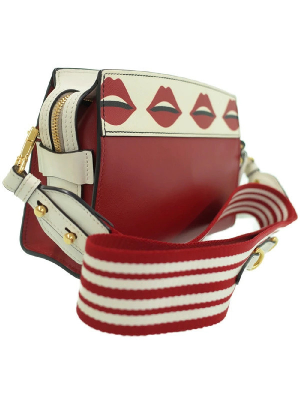 Prada red Fuoco Bag Crossbody red leather Saffiano white lip Esplanade